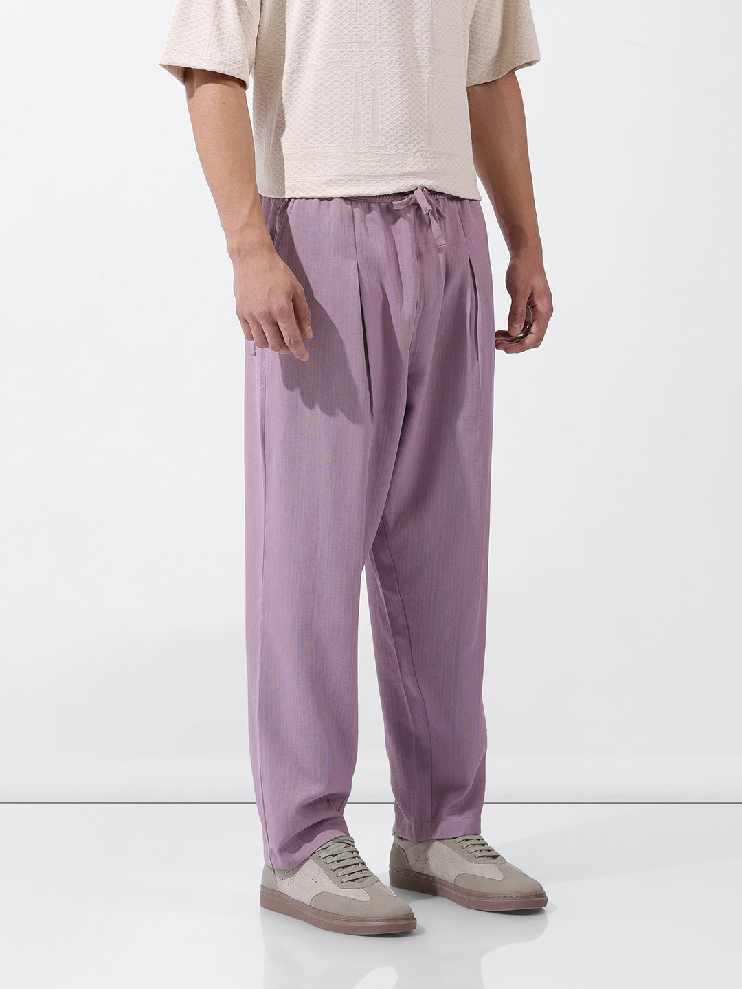 Men's Purple Loose Fit Resort Wear Trousers