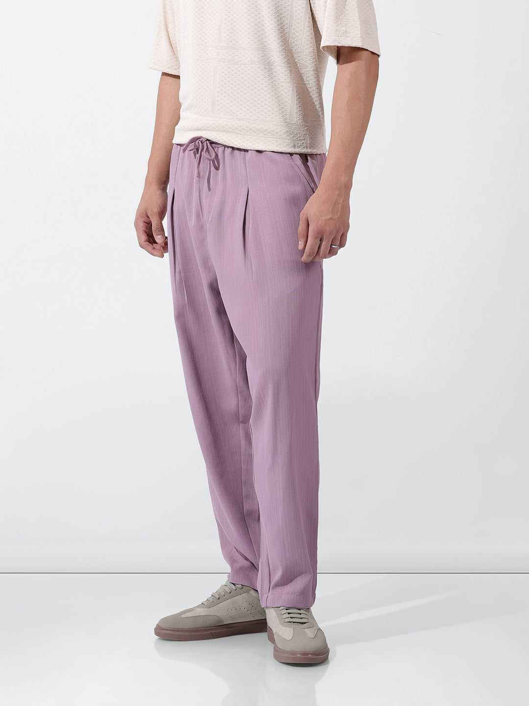 Men's Purple Loose Fit Resort Wear Trousers