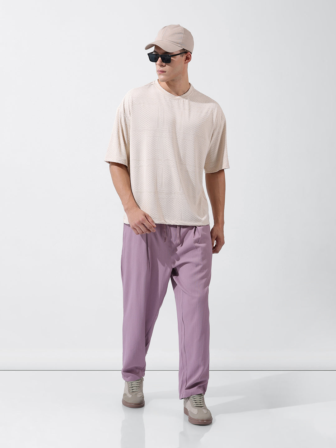 Men's Purple Loose Fit Resort Wear Trousers