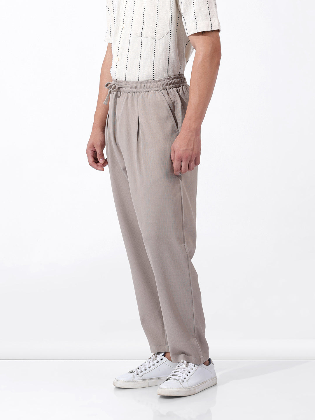 Men's Grey Loose Fit Resort Wear Trousers