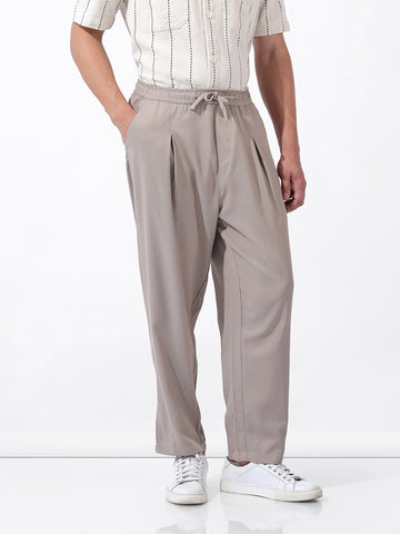 Men's Grey Loose Fit Resort Wear Trousers