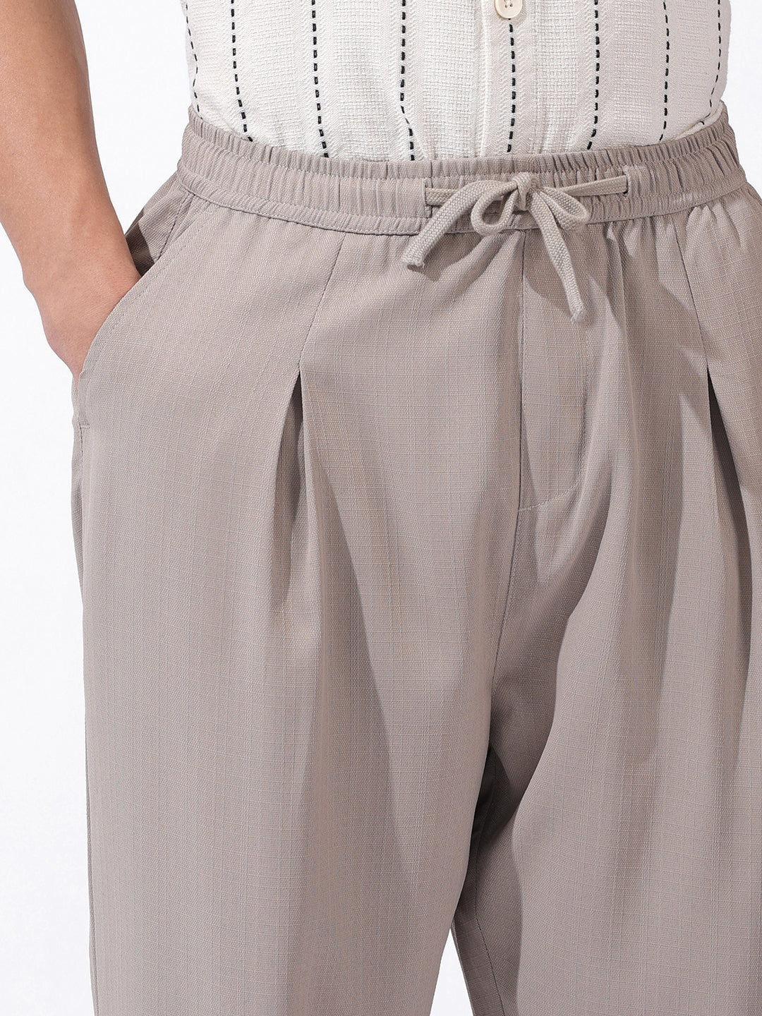 Men's Grey Loose Fit Resort Wear Trousers