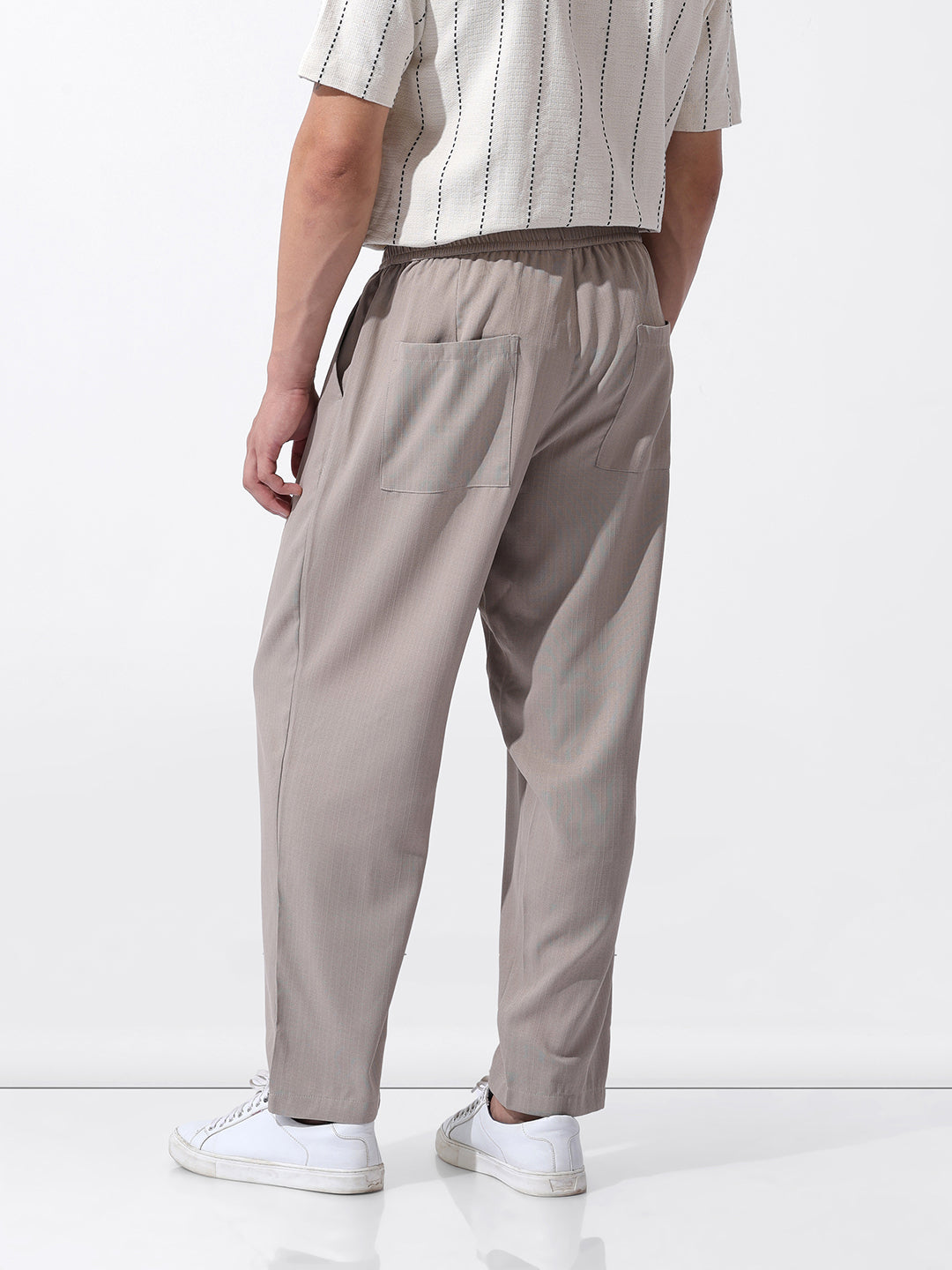 Men's Grey Loose Fit Resort Wear Trousers