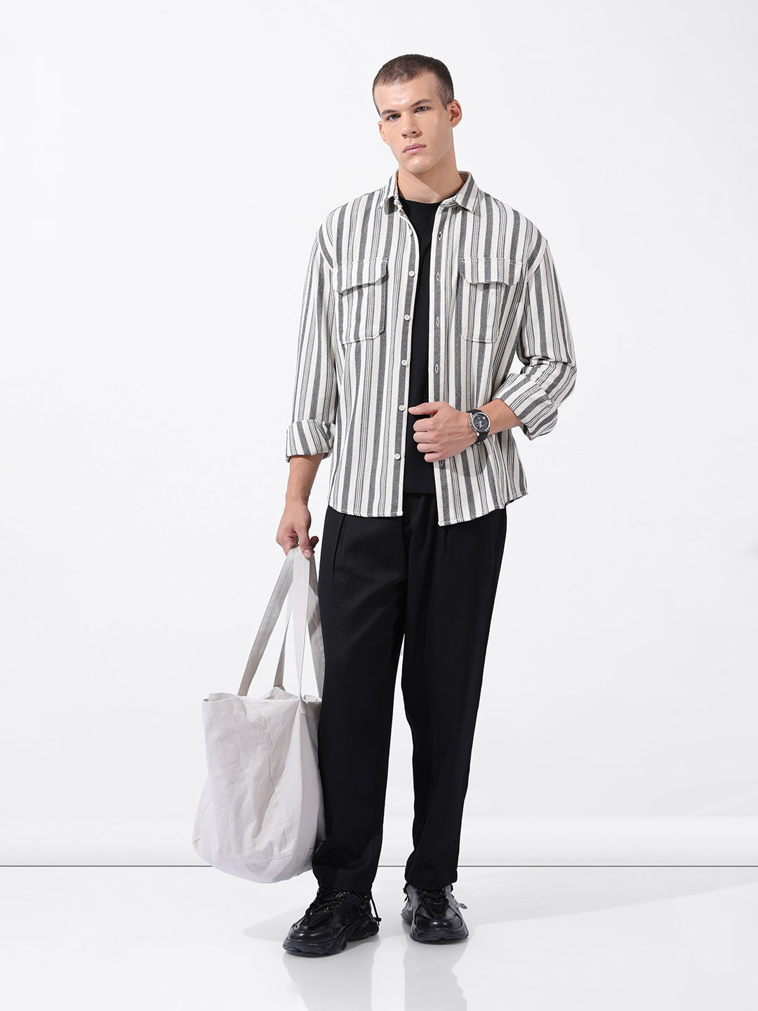 Men's Black Loose Fit Resort Wear Trousers