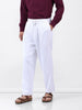 Men's White Loose Fit Resort Wear Trousers