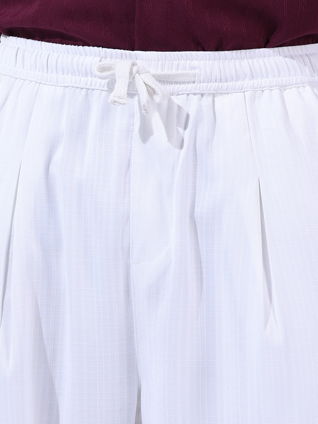 Men's White Loose Fit Resort Wear Trousers
