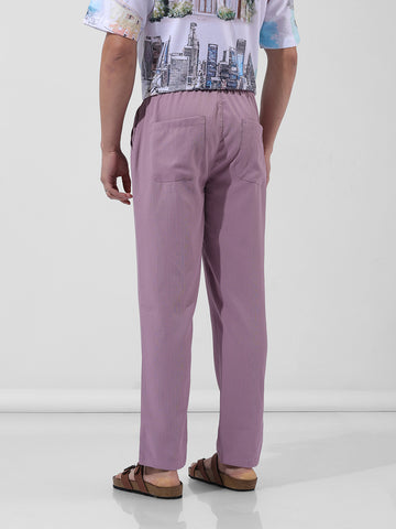 Men's Purple Relaxed Fit Casual Trousers