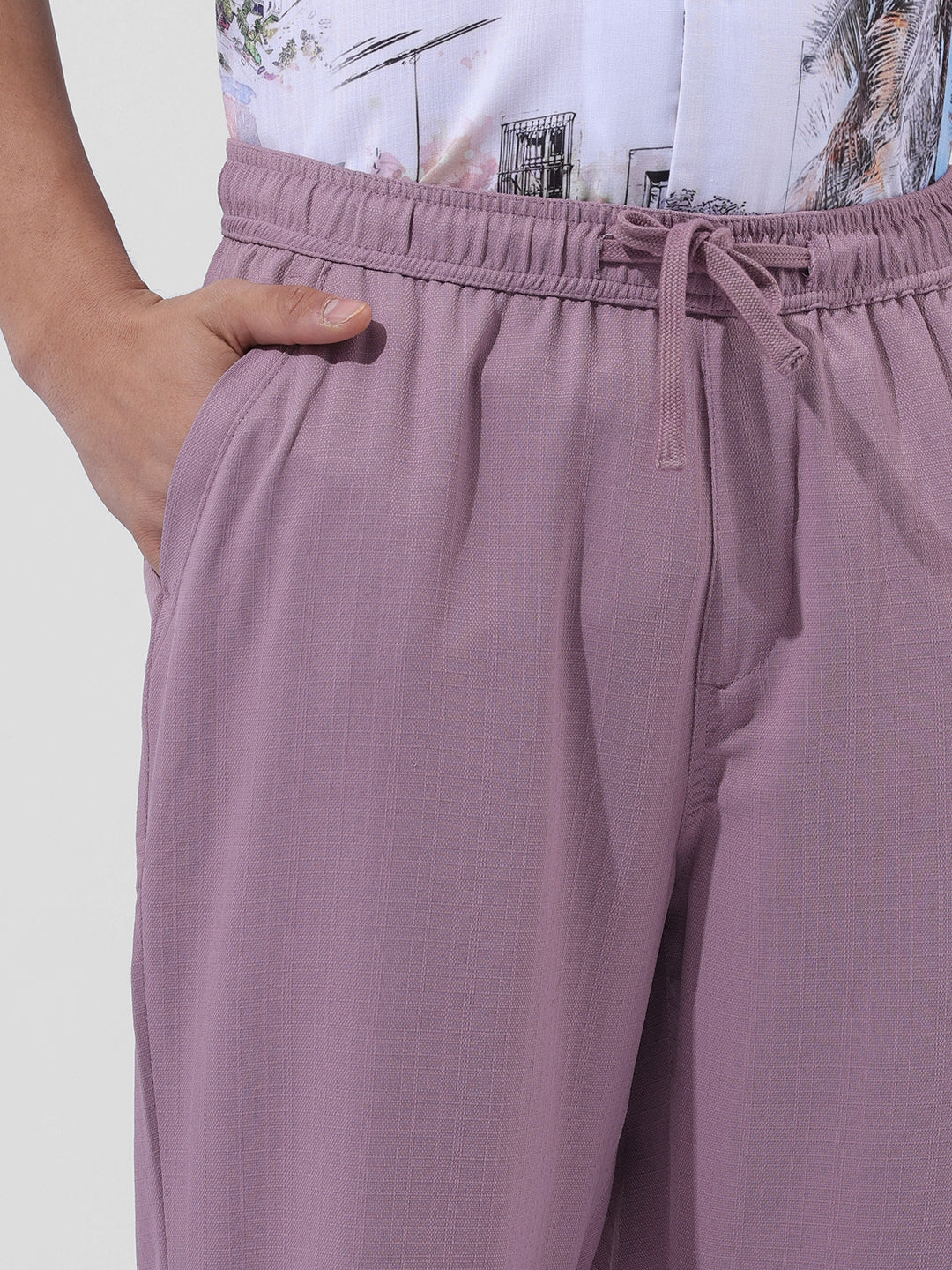 Men's Purple Relaxed Fit Casual Trousers