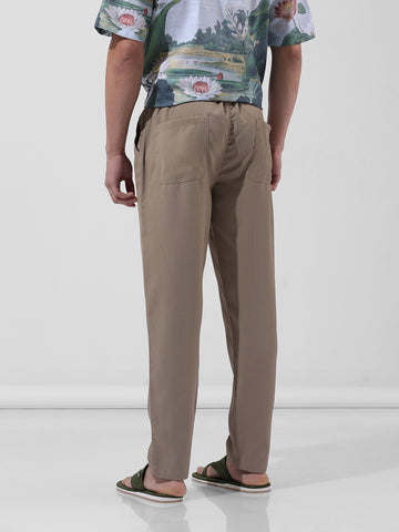 Men's Grey Relaxed Fit Casual Trousers