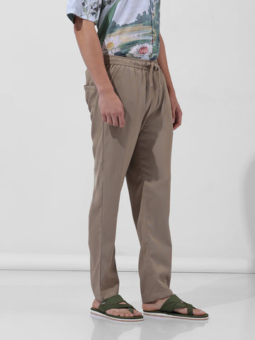 Men's Grey Relaxed Fit Casual Trousers