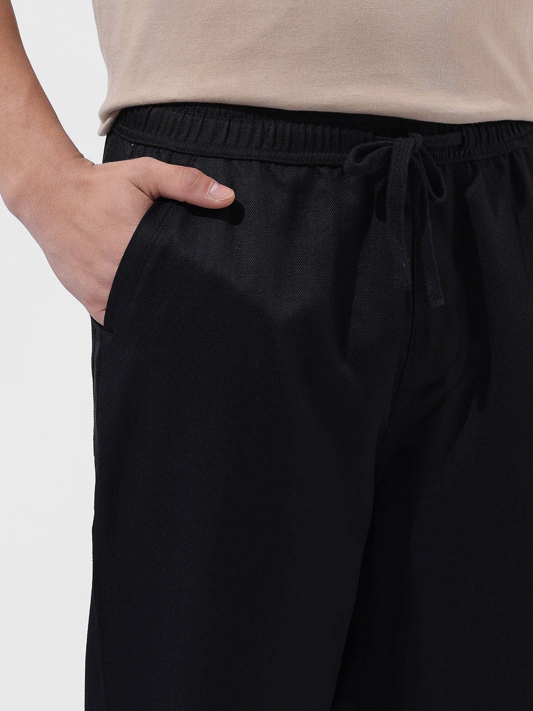 Men's Black Relaxed Fit Casual Trousers