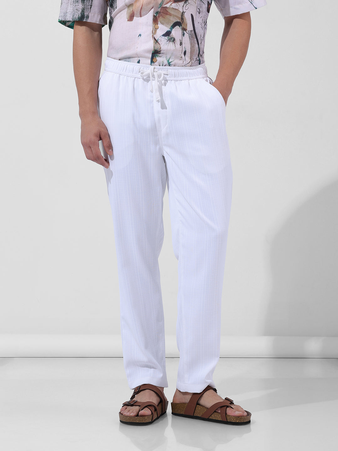 Men's Relaxed Fit White Joggers