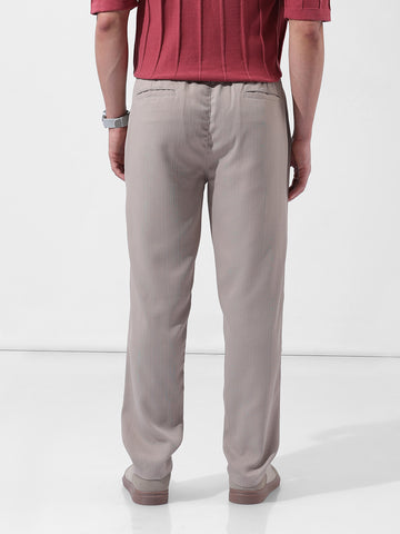 Men's Grey Regular Fit Casual Trousers