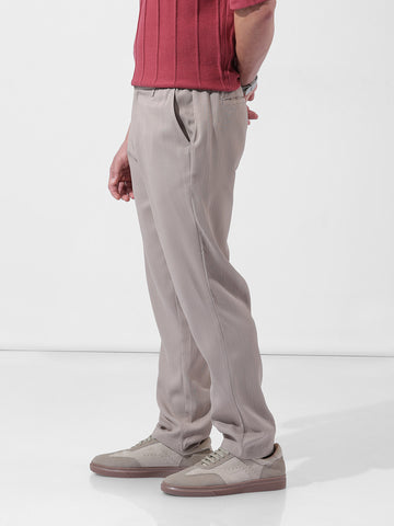 Men's Grey Regular Fit Casual Trousers