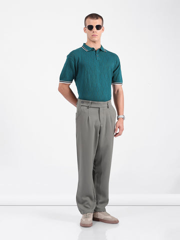 Men's Green Loose Fit Casual Trousers