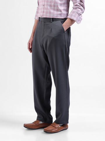 Men's Grey Loose Fit Casual Trousers