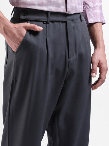 Men's Grey Loose Fit Casual Trousers
