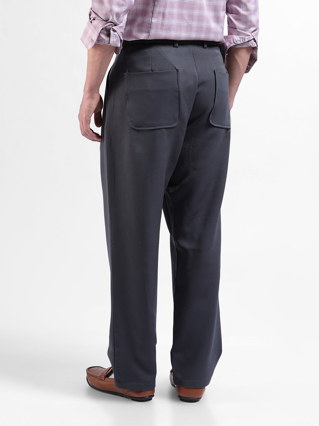 Men's Grey Loose Fit Casual Trousers