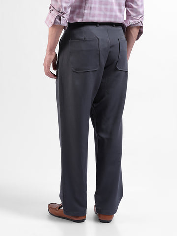 Men's Grey Loose Fit Casual Trousers