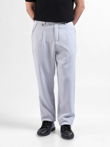 Men's Grey Loose Fit Casual Trousers