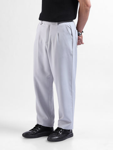 Men's Grey Loose Fit Casual Trousers