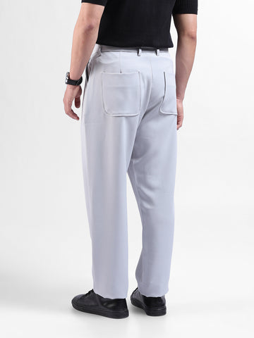 Men's Grey Loose Fit Casual Trousers