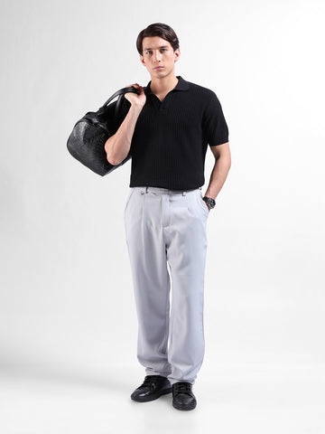 Men's Grey Loose Fit Casual Trousers