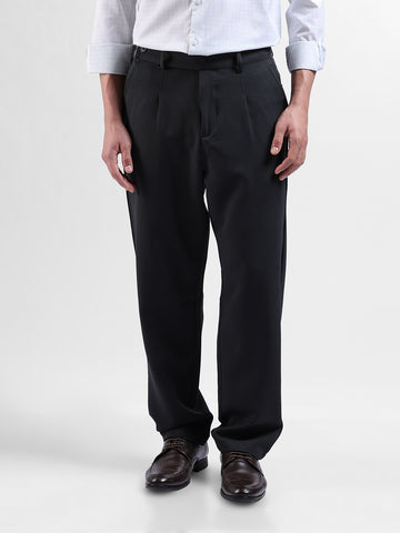 Men's Black Loose Fit Casual Trousers
