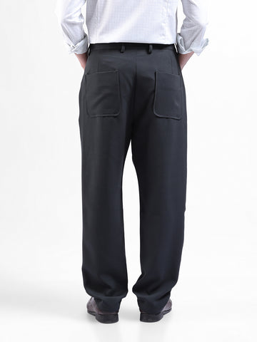Men's Black Loose Fit Casual Trousers