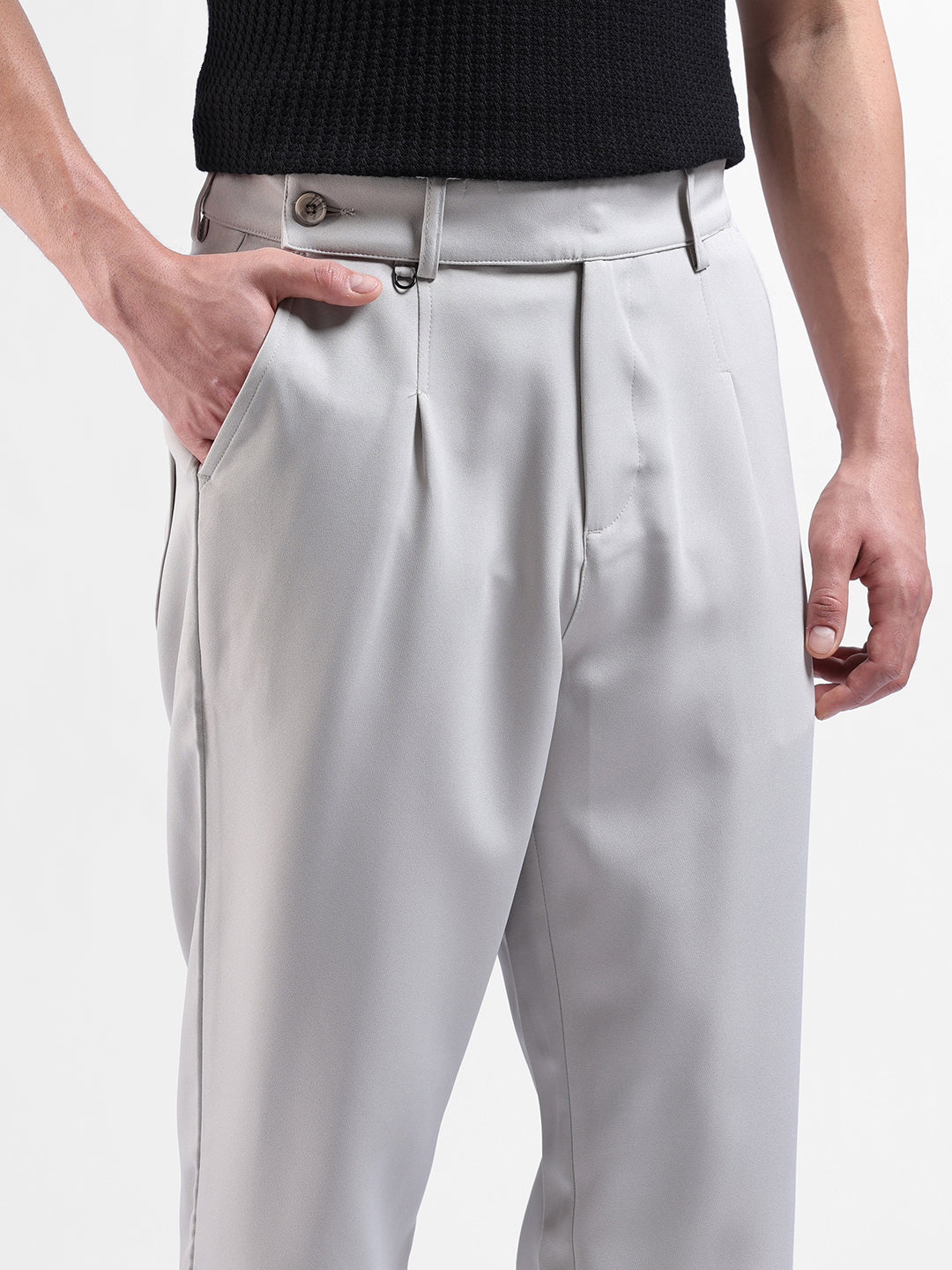Men's Grey Loose Fit Casual Trousers
