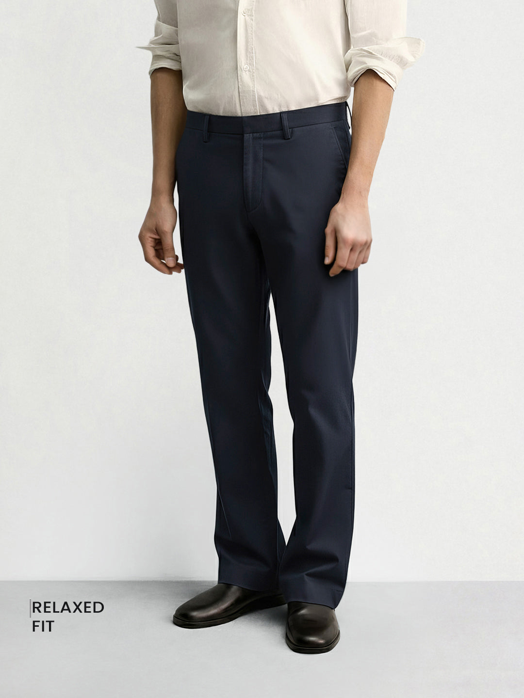 Men's Navy Regular Fit Casual Trousers
