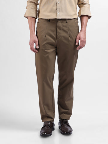 Men's Khaki Relaxed Fit Casual Trousers