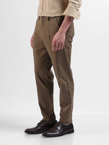 Men's Khaki Relaxed Fit Casual Trousers