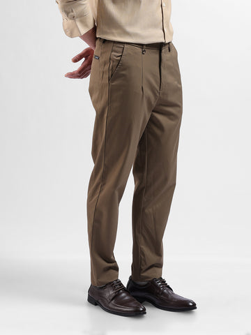 Men's Khaki Relaxed Fit Casual Trousers