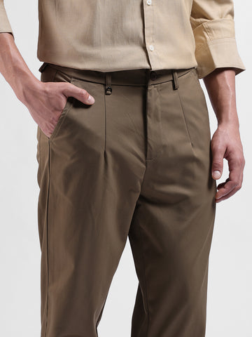 Men's Khaki Relaxed Fit Casual Trousers