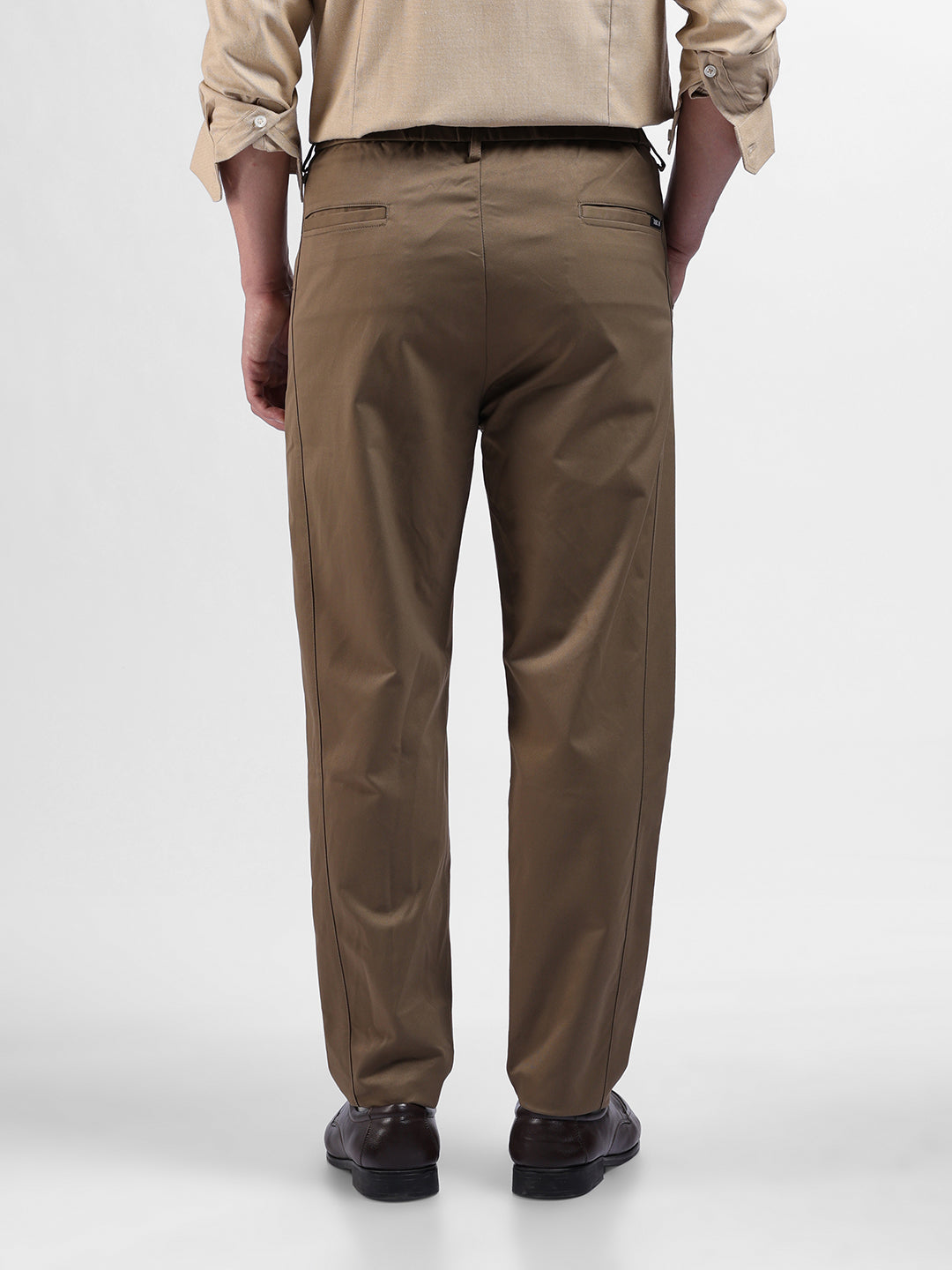 Men's Khaki Relaxed Fit Casual Trousers