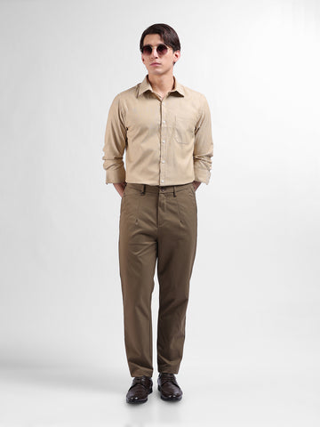 Men's Khaki Relaxed Fit Casual Trousers