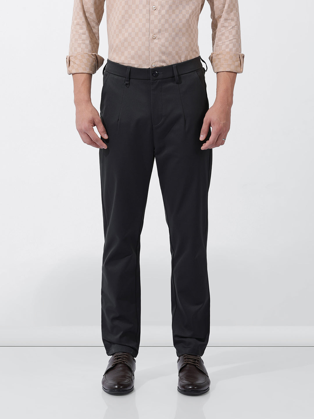 Men's Black Relaxed Fit Casual Trousers