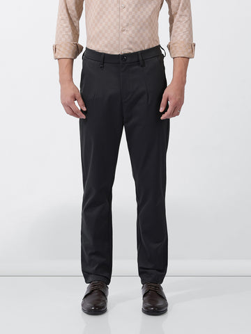Men's Black Relaxed Fit Casual Trousers