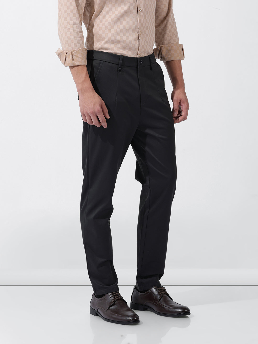 Men's Black Relaxed Fit Casual Trousers