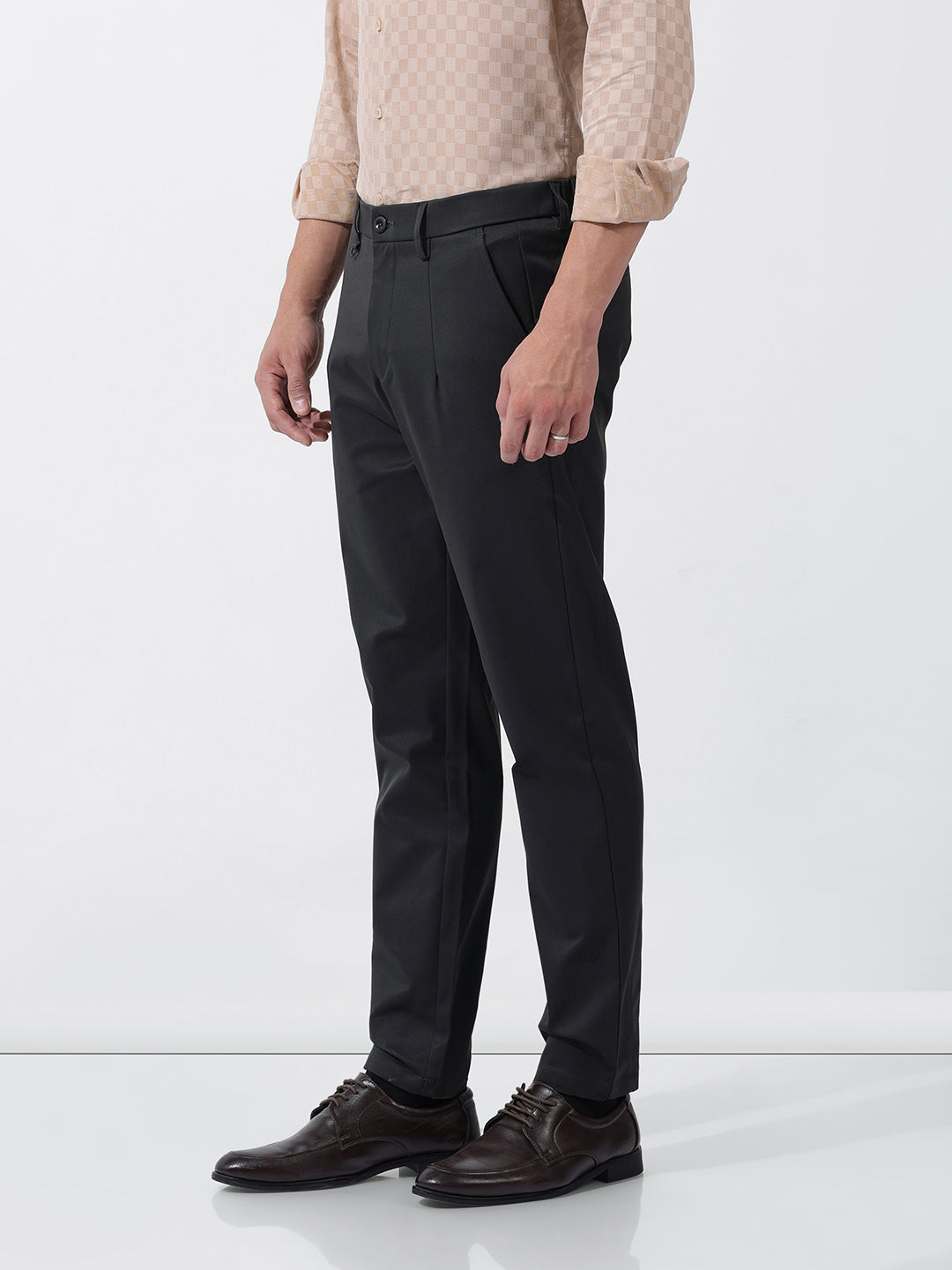 Men's Black Relaxed Fit Casual Trousers