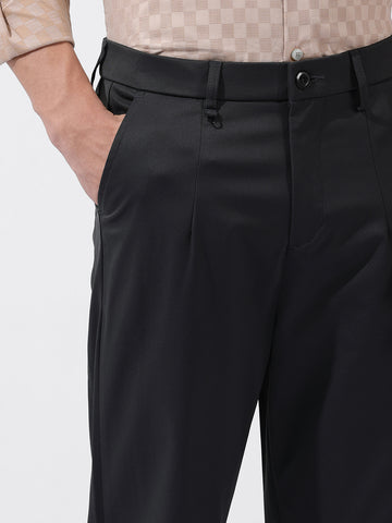 Men's Black Relaxed Fit Casual Trousers