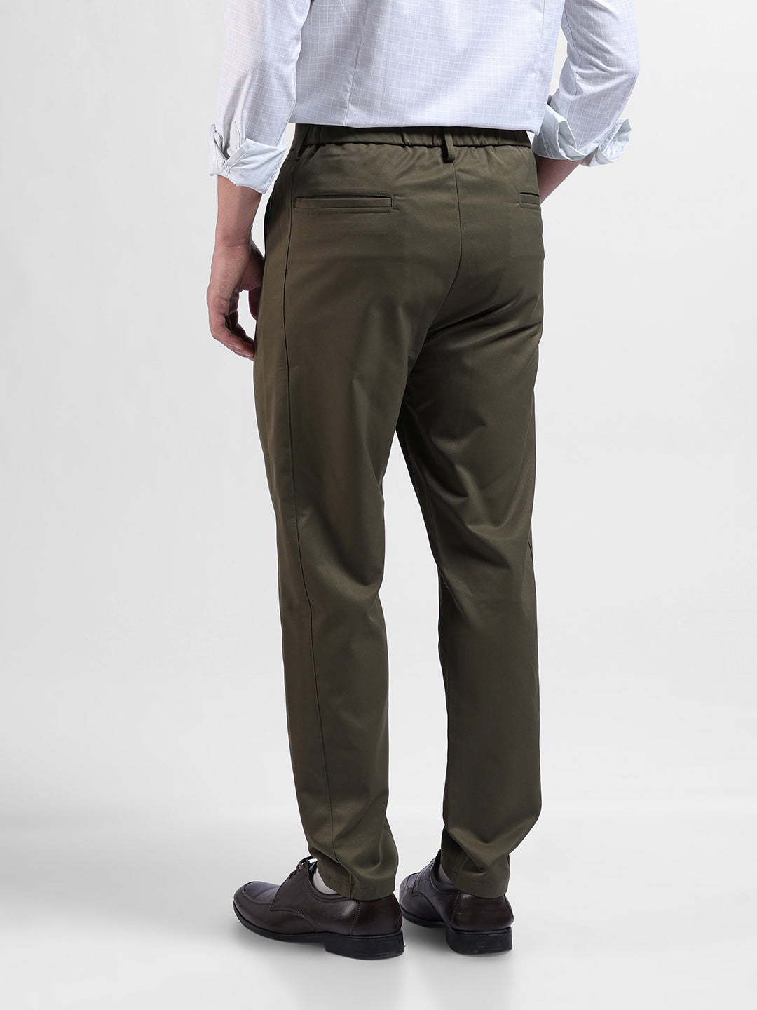 Men's Olive Relaxed Fit Casual Trousers