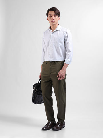 Men's Olive Relaxed Fit Casual Trousers