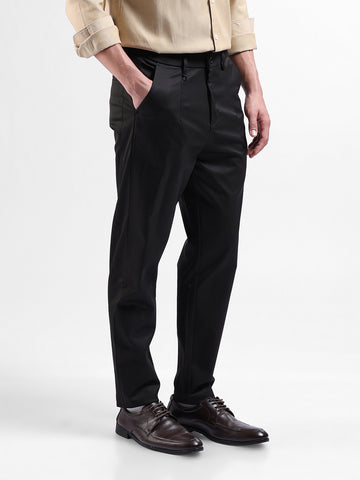 Men's Black Relaxed Fit Casual Trousers