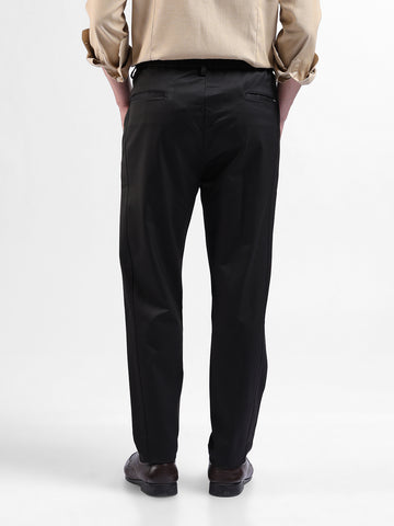 Men's Black Relaxed Fit Casual Trousers
