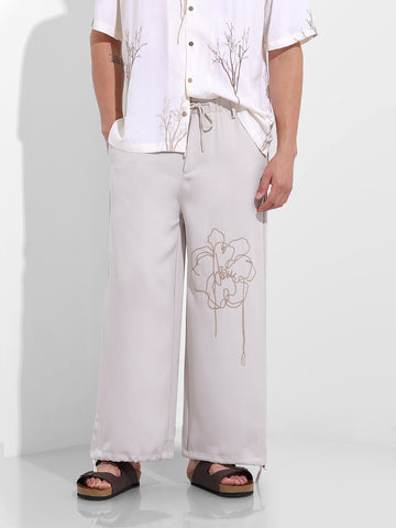 Men's White Regular Fit Retro Joggers