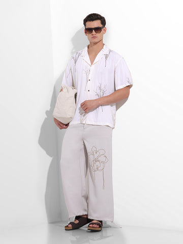 Men's White Regular Fit Retro Joggers