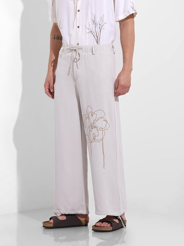 Men's White Regular Fit Retro Joggers