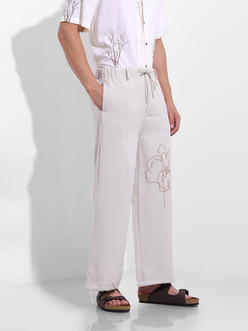 Men's White Regular Fit Retro Joggers